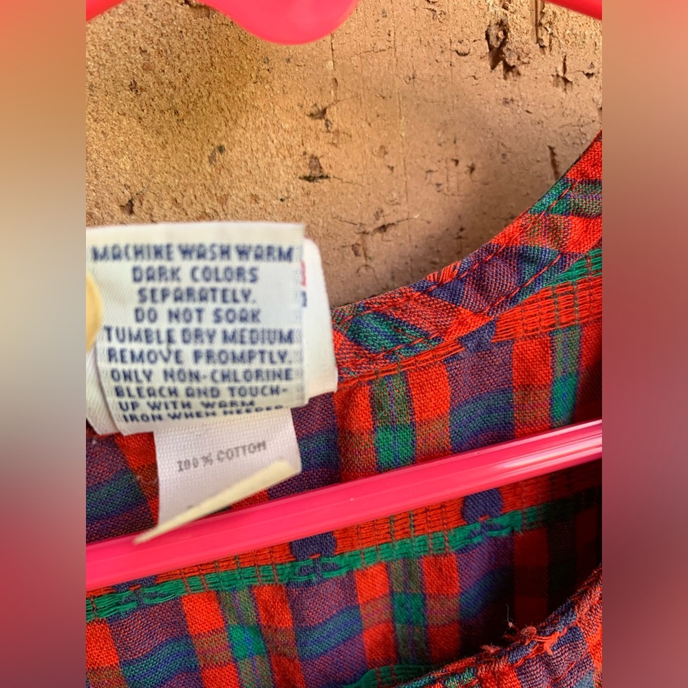 Vintage Osh Kosh The Genuine Article Plaid Apple School Dress Jumper Size 5 - Picture 9 of 12